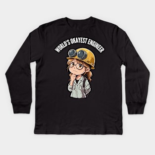 World's Okayest Construction Engineer v4 (round) Kids Long Sleeve T-Shirt